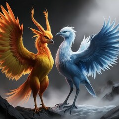 Obraz premium spirit animal mystical phenix shamanism fire bird - by generative ai