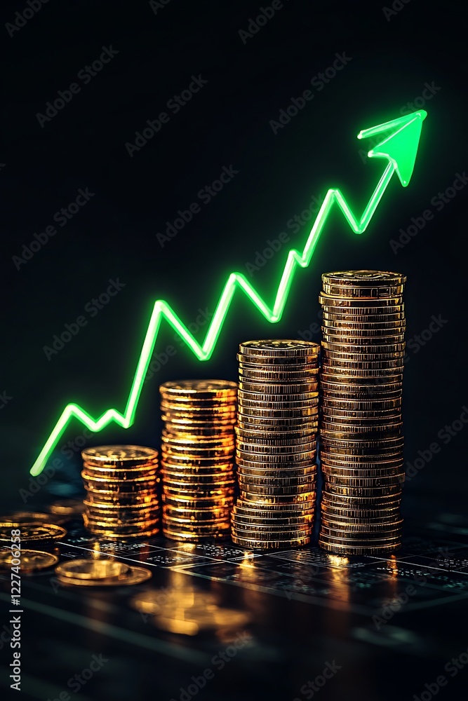 Fototapete dynamic financial growth graph showcasing stacks in a visually engaging format.