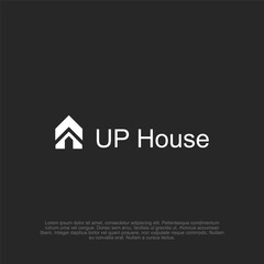 Simple minimalist arrow up rise house architect logo with a sleek and innovative design, ideal for real estate, construction, and modern architectural firms