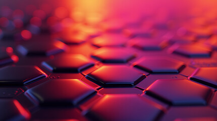 Fototapeta premium Futuristic Hexagonal Pattern with Neon Lighting and Vibrant Colors