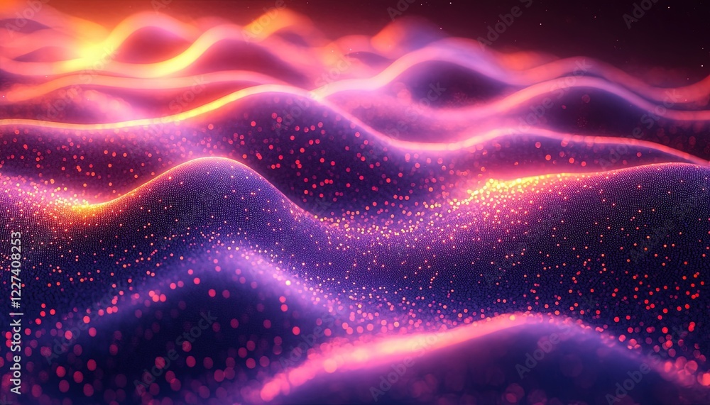 Poster glowing particle waves abstract background animation loop (3)