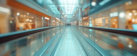 Obraz premium Modern Airport Conveyor Belt: A Journey Through Retail Bliss