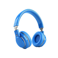 blue headphones isolated on a transparent background, in a PNG format