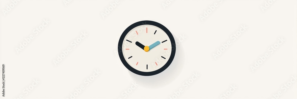 Poster decorative wall clock displaying time with minimalistic design and soft colors set against a light b
