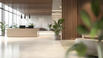 Modern Office Lobby Interior Design with Natural Elements