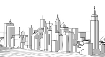 modern city industrial landscape 3d