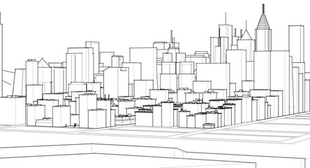 modern city industrial landscape 3d