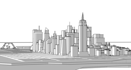 Fototapeta premium modern city industrial landscape 3d