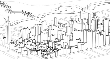 modern city industrial landscape 3d