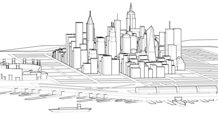 Obraz premium modern city industrial landscape 3d