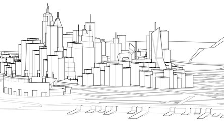 modern city industrial landscape 3d