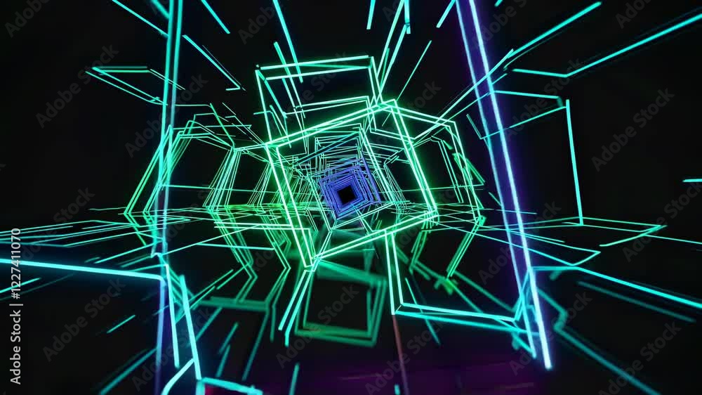 Aufkleber experience a vibrant journey through a dynamic neon maze full of glowing lines and captivating patte