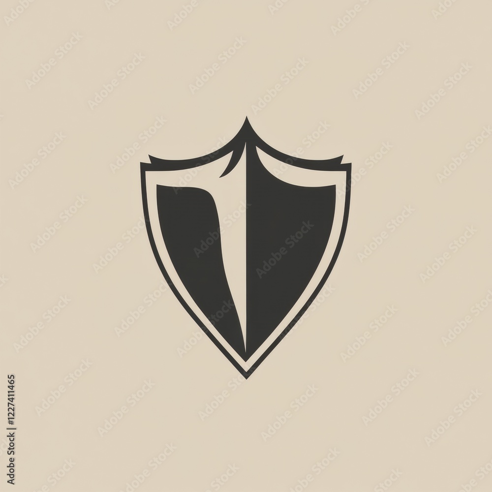 Fototapete simple black shield graphic on a neutral background representing protection and security concepts. g