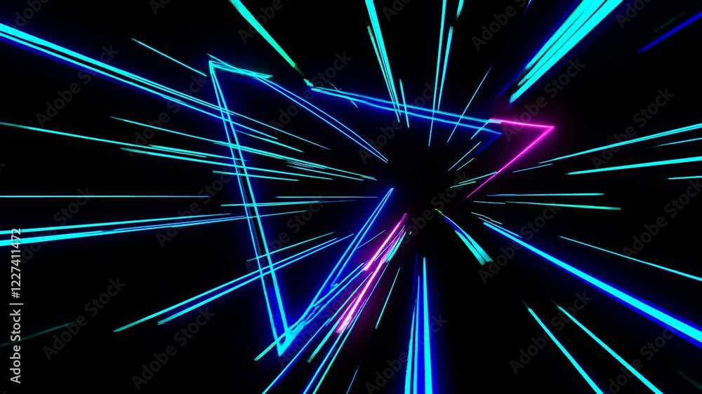 Poster digital light trails create an immersive experience in a futuristic environment
