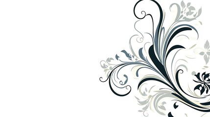 Elegant Swirling Floral Design in Grey and Black