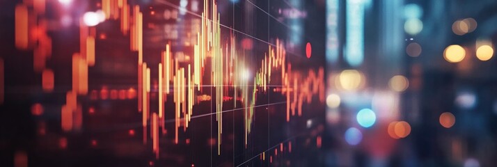 Fototapeta premium Global Stock Market Data Visualization at Night