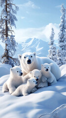 Polar Bear Cubs at Play