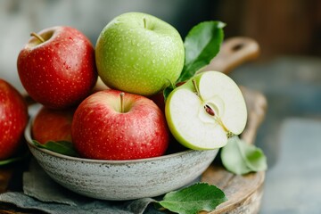 A bright green apple placed in a bowl of red apples, drawing attention to its distinct color and texture