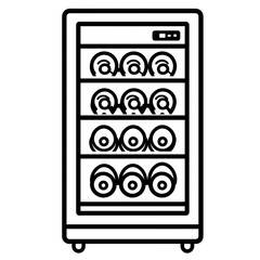 Sleek Black Wine Rack Displaying Bottles Neatly Stacked Inside A Chilled Storage Unit