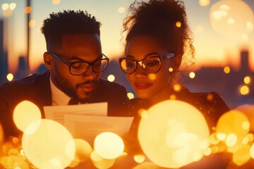 A career consultant sitting with a client, reviewing their resume and offering advice in a well-lit office
