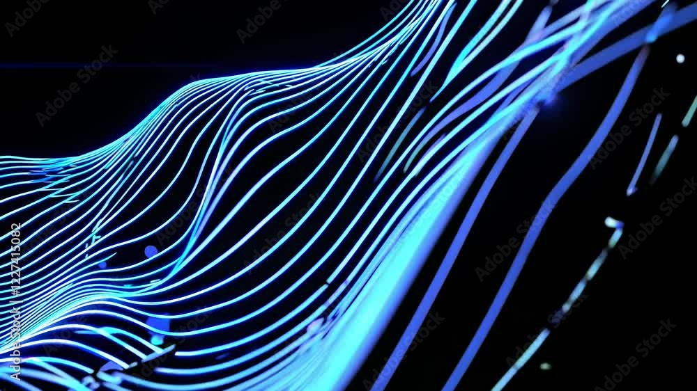 Poster vibrant blue visual waves create a mesmerizing flow of light and energy in a stunning abstract displ