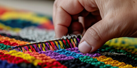 Hand Weaving Multicolored Textile