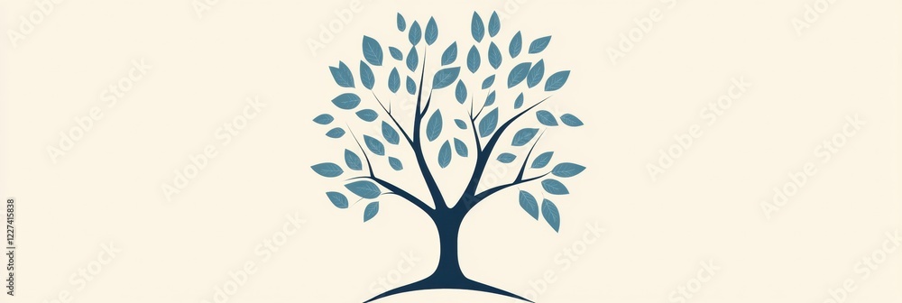 Poster tree icon with branches and leaves representing growth and nature in a minimalist design for various