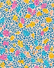 Playful and Vibrant Seamless Cheetah Print Pattern with Pastel Tones