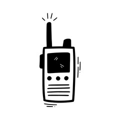 Hand Drawn Walkie Talkie Illustration. Doodle Vector. Isolated on White Background - EPS 10 Vector