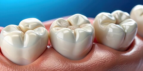 Dental composite filling material on a tooth, composite filling, dental filling