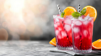 Cocktail collection - Refreshing fruit sangria with orange.