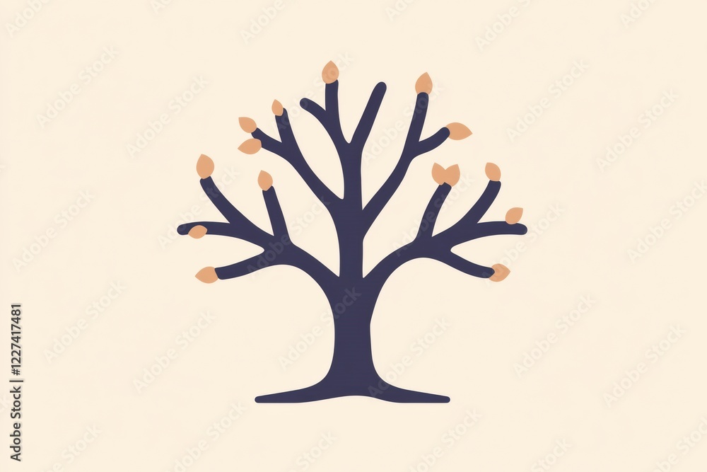 Aufkleber tree icon featuring branches and leaves, symbolizing growth and nature in a minimalist style. genera
