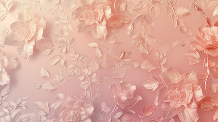 Elegant Pink Lace Floral Frame with Intricate Embroidery on Soft Background