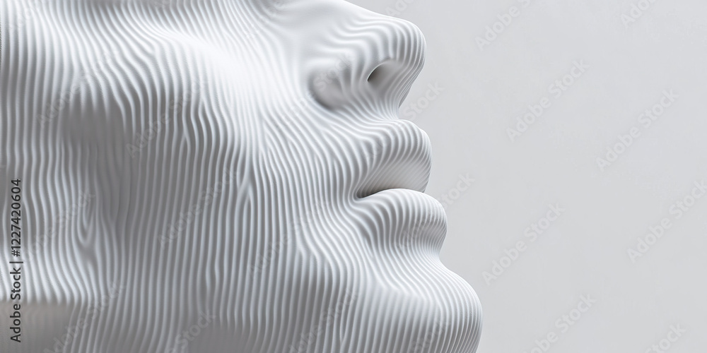 Aufkleber profile of a three-dimensional face model with wavy texture