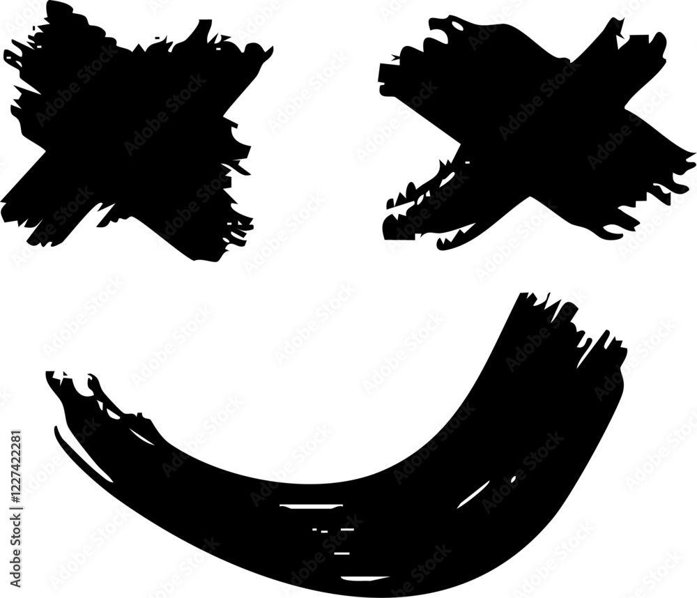 Poster smile and eyes scribble marker brush line vector shape