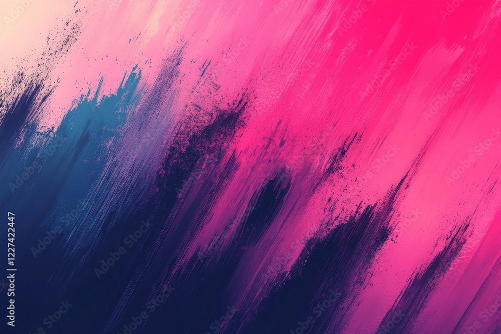Poster Abstract artwork showcasing vibrant pink and blue brush strokes blending together in a dynamic display of color and texture