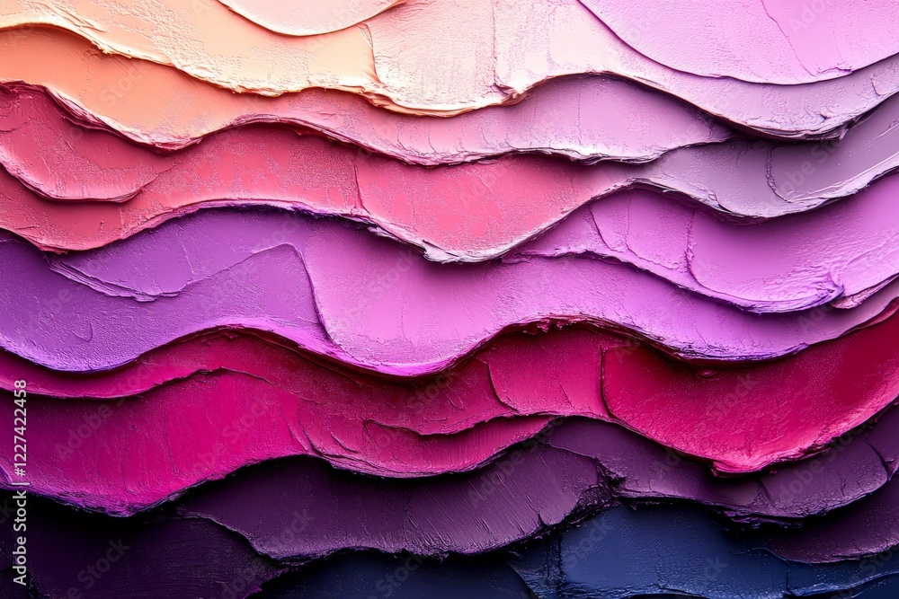 Aufkleber Colorful layers of textured paint create a stunning abstract design reflecting a gradient of hues in a contemporary style