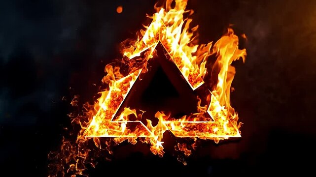 A fire and flames logo on a black background