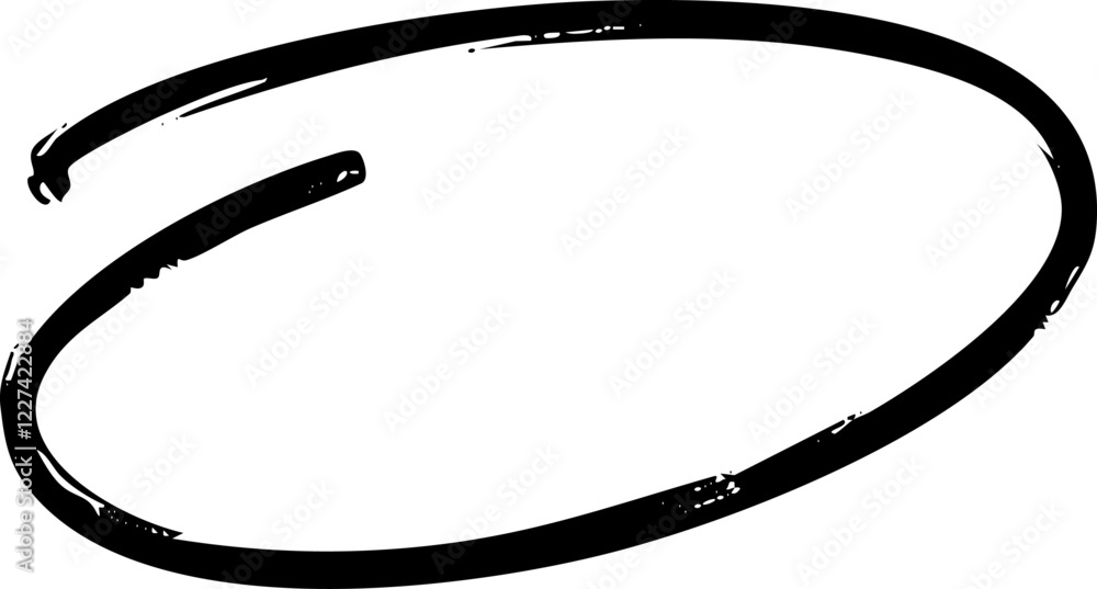 Poster circle rounded emphasis scribble marker brush line vector shape