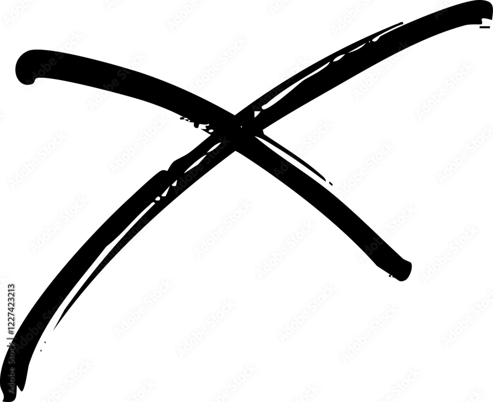 Poster cross scribble marker brush line vector shape
