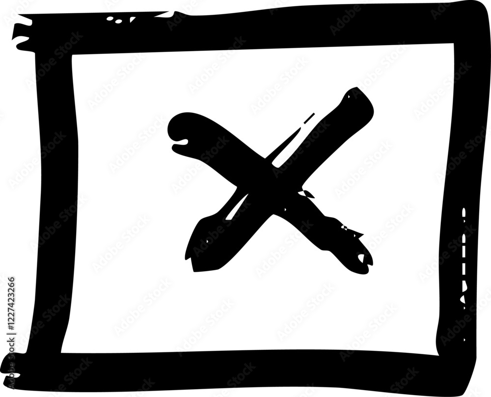 Poster square x scribble marker brush line vector shape