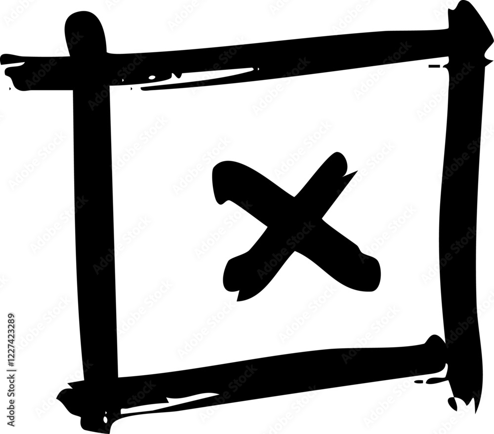 Poster cross box scribble marker brush line vector shape