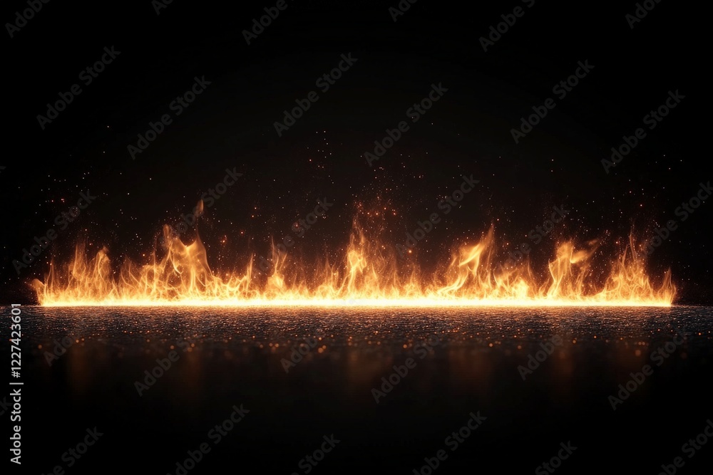 Aufkleber Dancing flames illuminate the darkness, creating a vibrant and mesmerizing display of fire in a captivating atmosphere