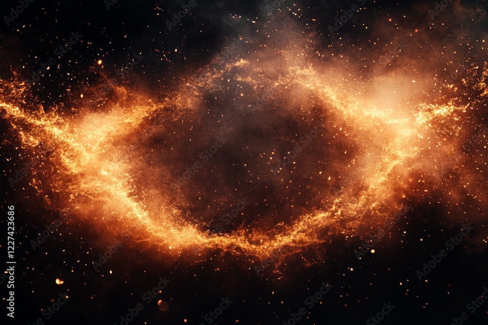 Aufkleber abstract display of swirling fire and glowing particles in a dark background