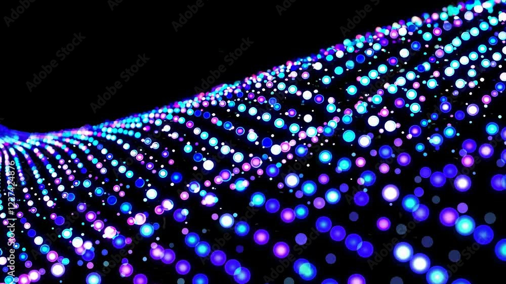 Poster vibrant light patterns create a mesmerizing display of colors in an animated digital environment