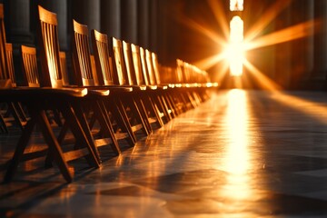 A dramatic depiction of a dimly lit banquet hall, where one empty chair is pushed aside while others are occupied, symbolizing exclusion from the gathering