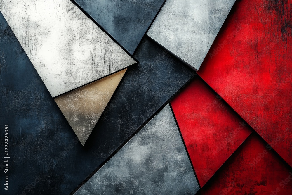 Poster Abstract geometric design with contrasting colors and textures in a modern art style