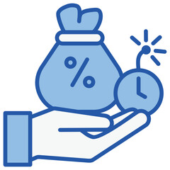 Debt Blue White Icon