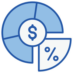 Dividend Blue White Icon