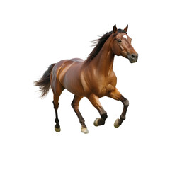 Energetic Brown Horse Running Freely in Open Green Pasture